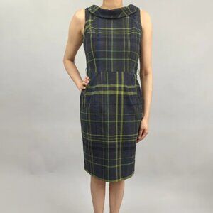 R&K Originals Green & Black Plaid Sheath Dress